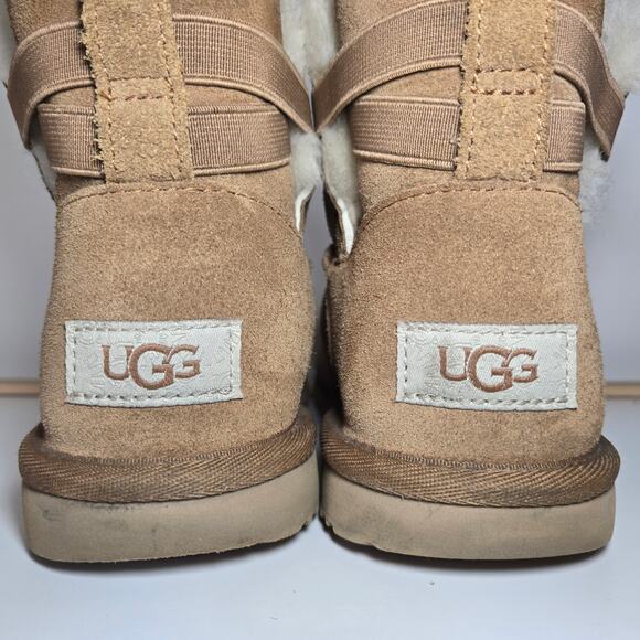 UGG Mini‎ Bailey Flex Chestnut Brown Big Kid's Suede Boots Size 3K - Picture 5 of 10